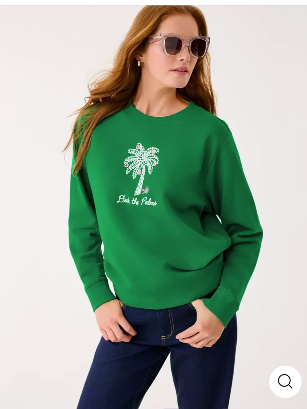 NWT Lilly Pulitzer Ballad Long Sleeve Sweatshirt Deck the Palms Large - Picture 2 of 9